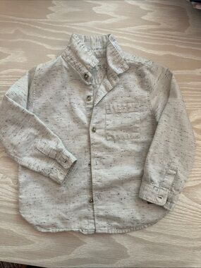 Zara Kids Light Heather Gray Speckled Button-Down Shirt